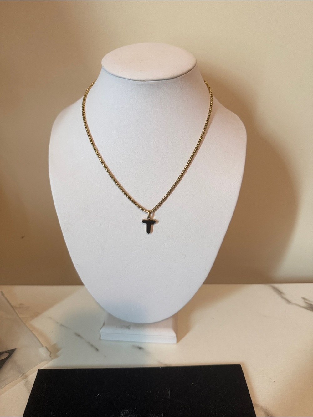 Evry Gold tone initial T necklace